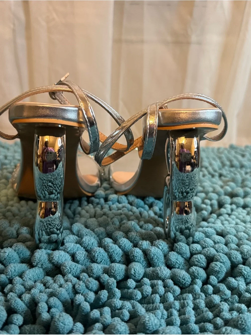 Silver Rhinestone Sculptural Heel Sandals NWOT Size 37/6